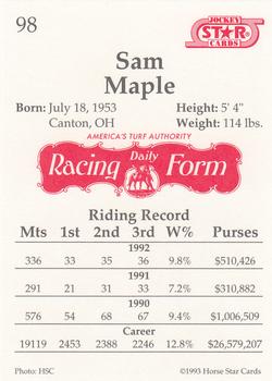 1993 Jockey Star #98 Sam Maple Back